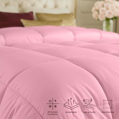 Image of Utopia Bedding Comforters King Size, All Season Duvet Insert, Down Alternative Box Stitched Bed Comforter with Corner Tabs, Machine Washable (Pink)