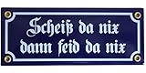 Schilder Scheiß da nix dann feid da nix Emaille Schild 8 x 20 cm Emailschild blau.