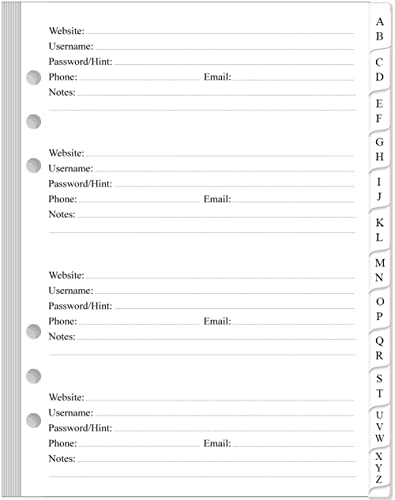 Recharge carnet de mots de passe A5 pour ne plus oublier vos codes