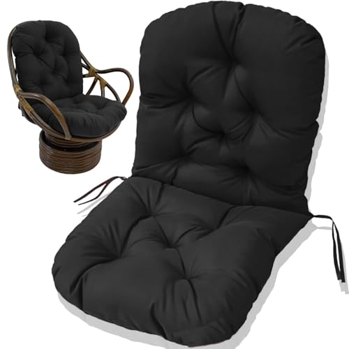 Cojín Para Silla Mecedora Giratoria, Almohadillas De Repuesto Lavables Y Resistentes A Los Rayos UV Para Silla Mecedora, Cojín Para Sillón Reclinable, Silla De Ratán, Cojín Para Asiento,Negro