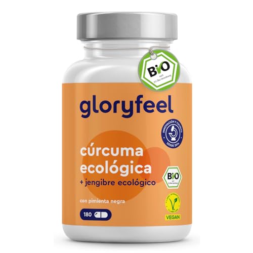 Curcuma con Jengibre y Pimienta negra - 4.602mg por dosis - 180 Cápsulas de Curcuma en polvo - Cúrcuma Ecológicos - Alto contenido curcumina y piperina - Probado en laboratorio en Alemania