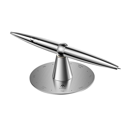 Amoner Decision Maker Pen, Magnetic Pen Metal Paperweight Spinner Toy for Office/Home Desk Decoration (Silver)