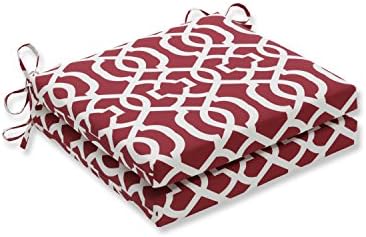 Pillow Perfect Outdoor/Indoor New Geo Red Squared Corners Seat Cushion 20x20x3 (Set of 2)