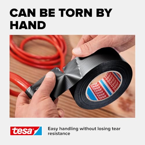 tesa Extra Power Universal Duct Tape - Adhesive Tape with Extra Strong Hold and Versatile Use - for Repairs, Fastening, Sealing and More - Black - 1 roll - 50 m x 50 mm