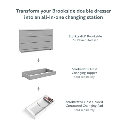 Stork Craft 03666-10F Storkcraft Brookside 6 Drawer Double Dresser (Pebble Gray) – Greenguard Gold Certified, Easy-To-Match Double Dresser For Nursery And Kids Bedroom thumb #3
