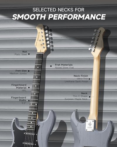 Miniatura 3 de Donner Dst-80 Zurdo Guitarra Eléctrica Kit Para Principiantes De 39 Con Amplificador, Pastilla Clásica Sss, Incluye Funda, Afinador, Capodastro, Correa, Púas Y Lecciones En Línea Gratuitas