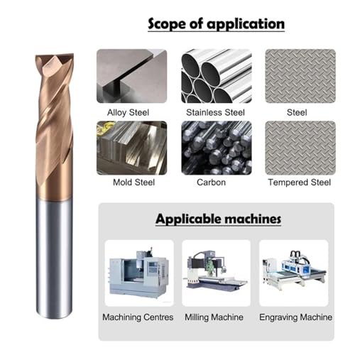 Image of Carbide Square Inch EndMill HRC55 Double Edge 2 Flute TiSiN Coating Tungsten Steel Inch Milling Cutter for Metal Steel 1 /8,3 /16,1 /4,5 /16,3 /8,1 /2 Series 6pcs Set