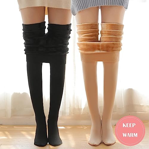 Image of Blostirno Women's Fleece Lined Tights Thermal Pantyhose Leggings Opaque Winter Warm Thick Stockings Tights