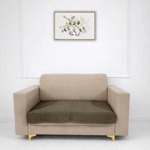 Image of Homerz Premium Petal Charm Sofa Cover | Embossed Floral Pattern | Soft Touch, Anti-Dust & Easy Wash Fabric Cloth, Washable and Durable (Brown, 2 Seater, Only Seat Cover)
