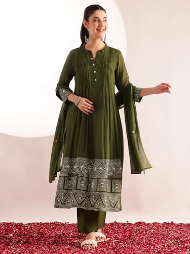 Image of Vbuyz Women'S Cotton Floral Print Straight Stitched Kurta Pant With Dupatta