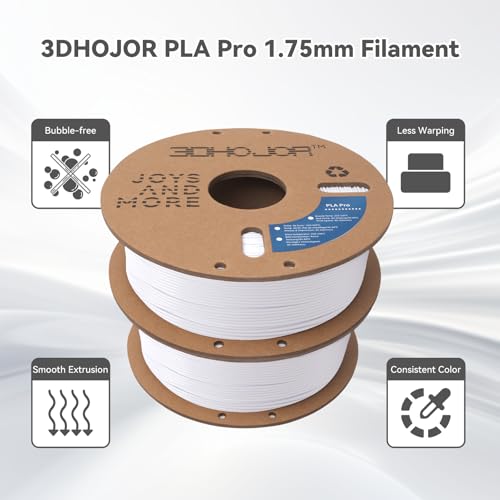 Image of 3DHoJor PLA Pro PLA+ Filament 1.75mm 3D Printer Filament Bundle 1kg*2 (4.4lbs) Dimensional Accuracy + /- 0.03 mm-2 Pack Cold White