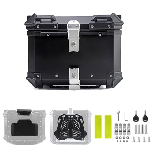 Top case de moto avec dossier en aluminium noir coffre arrière 45 L