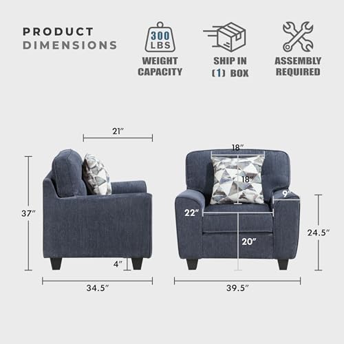 Sillón Estándar Plegable Chenille Azul miniatura 2