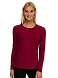 Felina Women's Key Item Long Sleeve Crew Neck Tee Sleepwear, Beet red, S