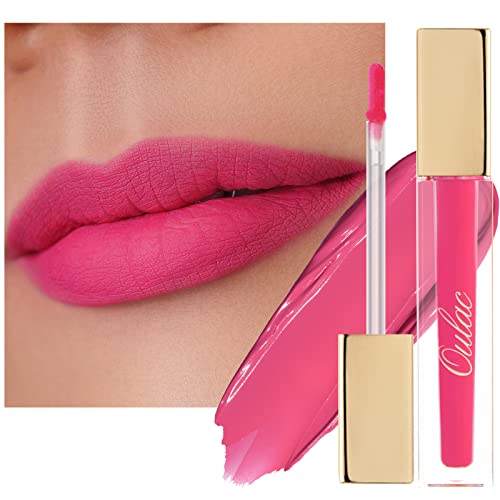 Oulac Makeup Kissproof Liquid Lipstick, Matte Lipstain, Pinky Kiss, Pink, Transfer Proof, Long Lasting, Creamy Formula, Highly Pigmented