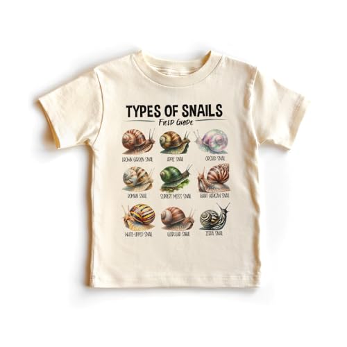 Types Of Snails Kids Shirt - Educational Insect Entomology Field Guide Outfit For Girls & Boys Natural Toddler Youth Graphic Tee