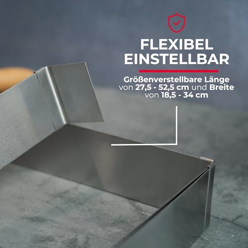 Foto von Westmark Kuchen-/Pizzarahmen, Backrahmen mit Teiler, Länge und Breite verstellbar, Rostfreier Edelstahl, Silber, 31322260
