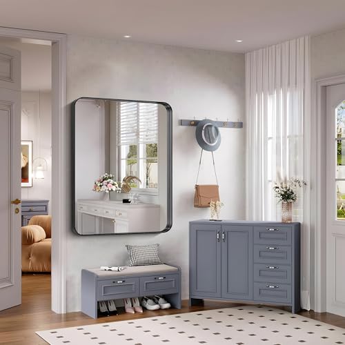 FORBATH-48x36-Inch-Bathroom-Mirror-Brushed-Black-Deep-Frame-Wall-Mirror-with-Rounded-Corners-Anti-Rust-Tempered-Glass-for-Modern-Farmhouse-Vanity-HorizontalVertical