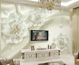 Carta Da Parati 3D Fiori Bianchi Di Seta 250x175cm Fotomurali Poster Gigante Design Murale Decorazione -MIWEI Wallpaper-ZXY-26796