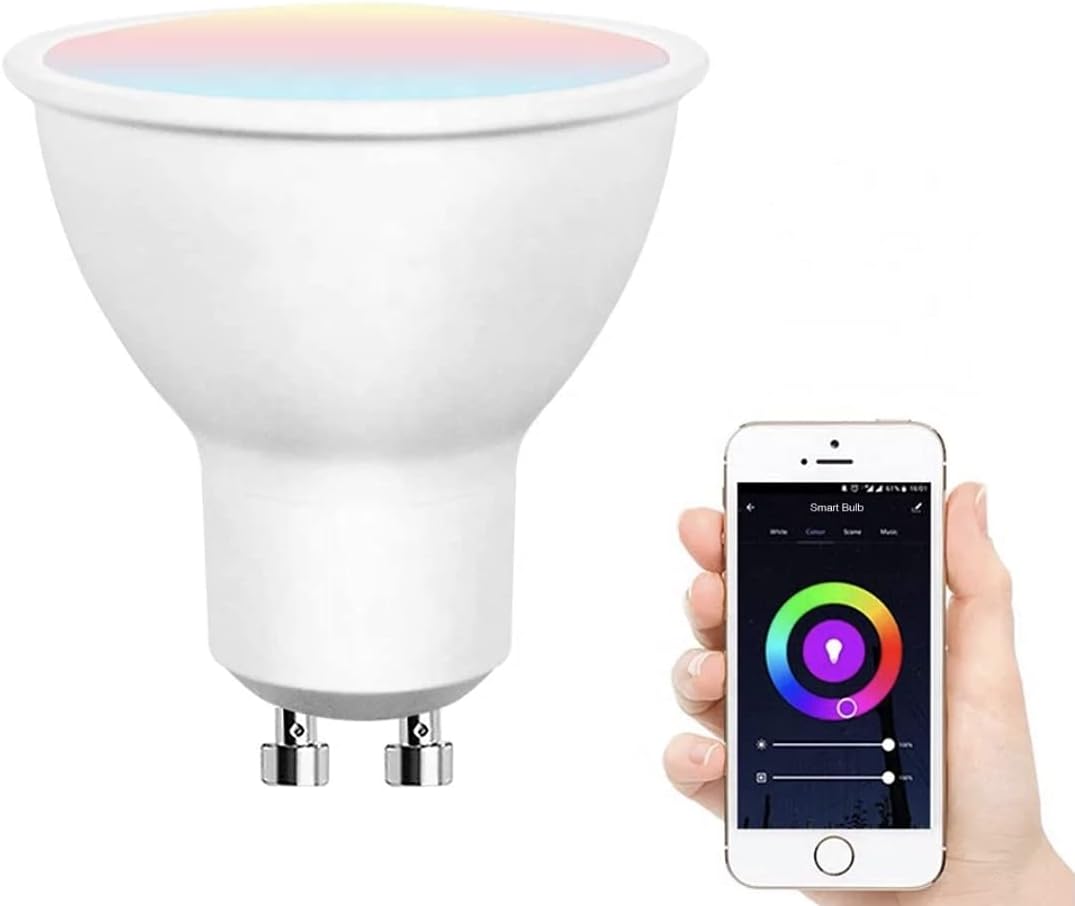 Smart WiFi LED Spot Light Bulb 5W GU10 Dimmable Spotlight, RGB + Cool + Warm Light compatible with Alexa Echo/Google Home (6 Pack)
