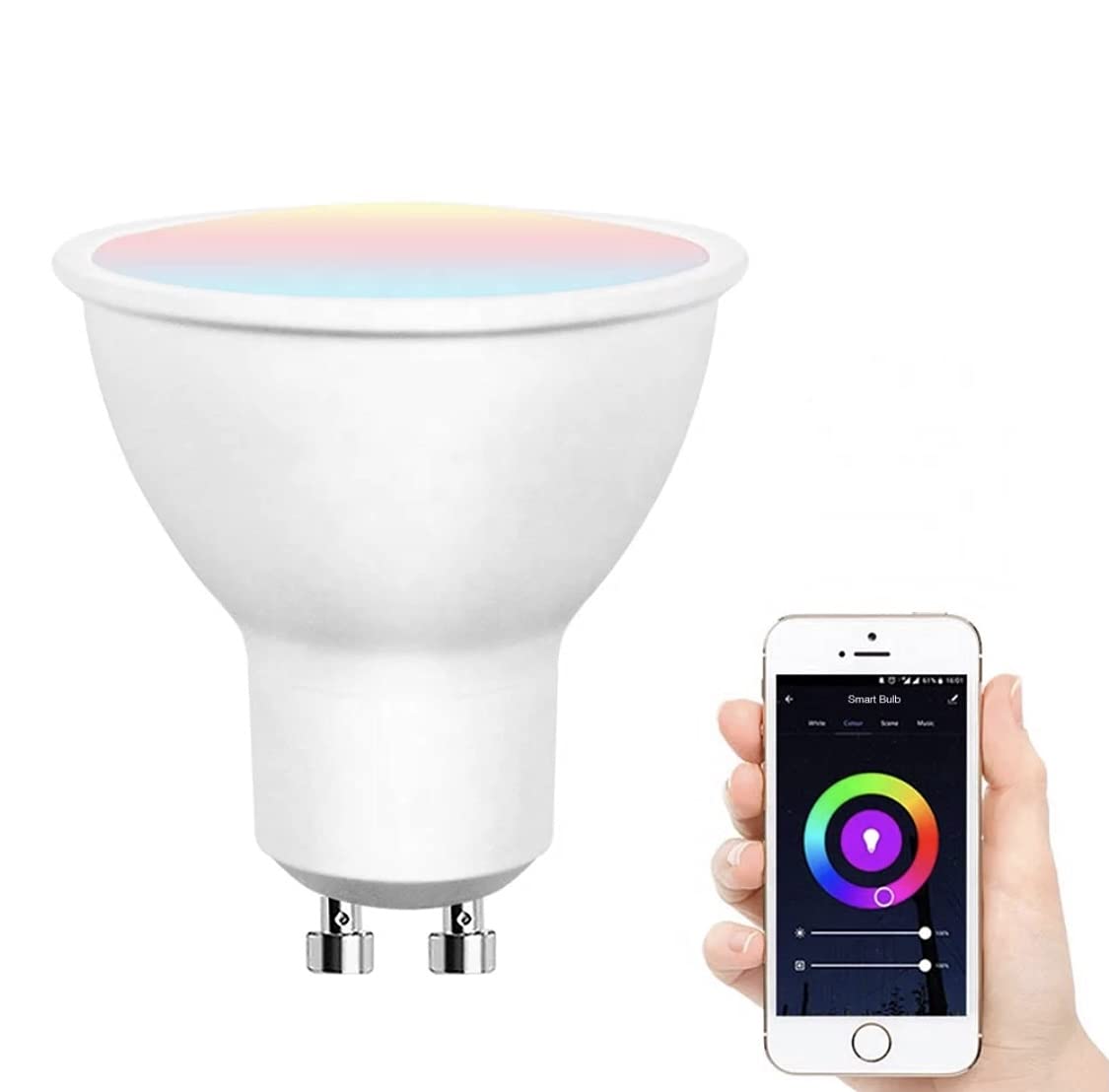 Smart WiFi LED Spot Light Bulb 5W GU10 Dimmable Spotlight, RGB + Cool + Warm Light compatible with Alexa Echo/Google Home (6 Pack)