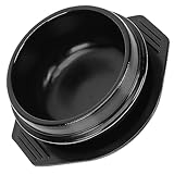 HOLIDYOYO 1 Satz Bibimbap -schüssel Kasserolle Ton Kochen Koreanische Gerichte Koreanische Schalen Koreanische Schüssel Bibimbap-schüssel Kochtopf Hotpot-topf Kochtöpfe Keramik Schwarz