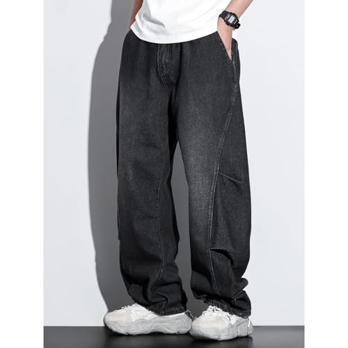 Plus Size Baggy Jeans for Men Oversized Barrel Leg Denim Pants Elastic Waist Wide Leg Hip Hop Jeans Streetwear2