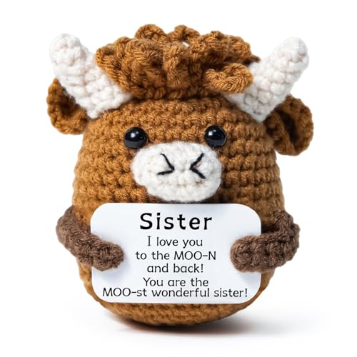 Jubilora Funny Crochet Highland Cow Gifts for Sister, Mini Crochet...