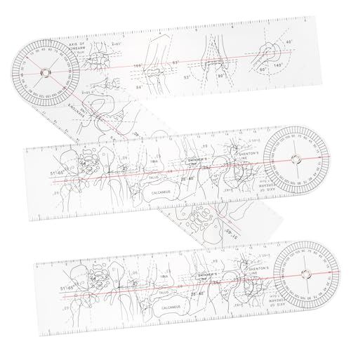 KALLORY 3Pcs Portable Goniometer Protractor Transparent Angle Ruler for Medical Use for Measuring Joint Mobility Elbows Knees and Fingers Accurate and Lightweight