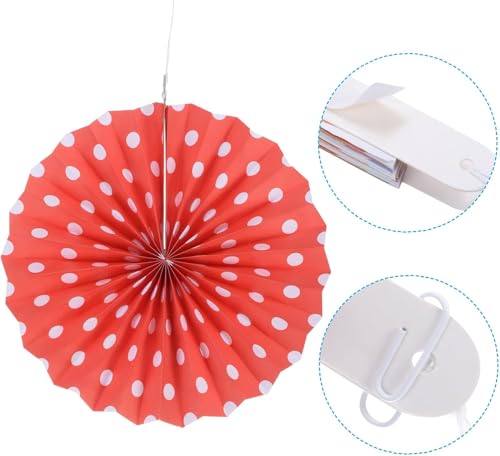 Image of Blue & Red Paper Fans for Birthday Decoration, Baby showers, Weddings Christmas for Hanging Decoration (Pack of 6)
