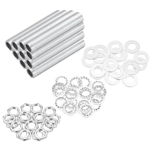 Image of MECCANIXITY 70Pcs 1.6 inch Lamp Pipe Kit with Nuts Washers 1 /8IP Thread Fasteners Assortment for Chandelier Ceiling Light Repair Assembly DIY Hardware