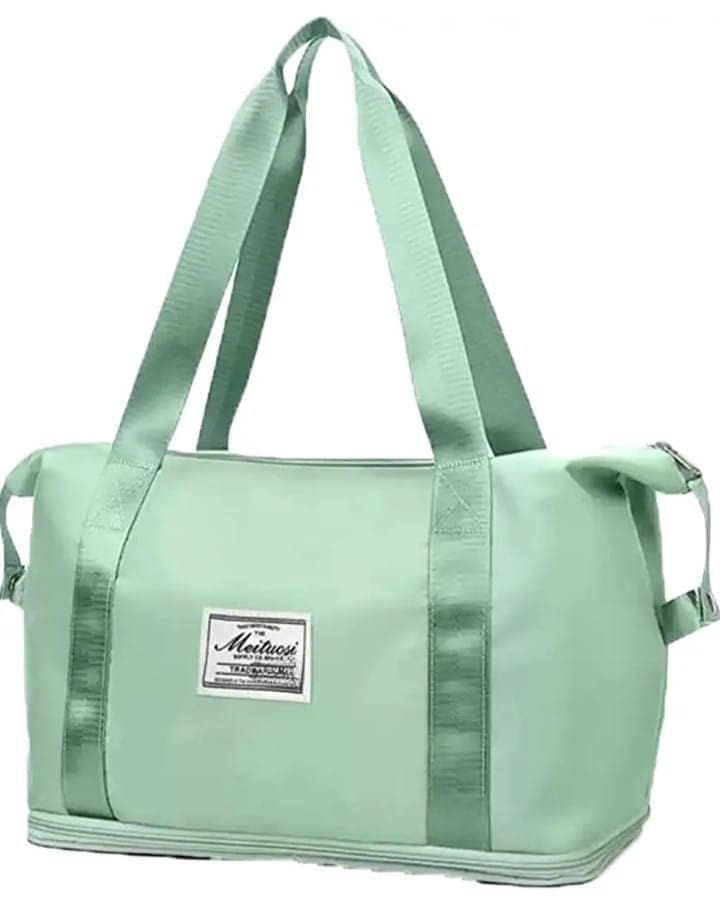 Image of Nylon Duffle Bag for Travelling |Waterproof and Large Travel Bag for Women's Luggage | Expandable & Multipurpose Large Capacity Weekender Carry Bag (Green)