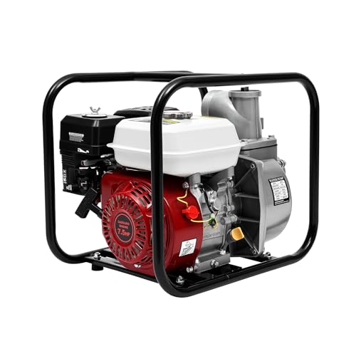 3 Inch Trash Pump 7.5HP 210cc 4-Stroke Gasoline Water Pump 264 GPM High Flow Semi-Trash Pump 91.9ft Lift 23ft Suction for Irrigation Flood Control Dewatering Construction Drainage