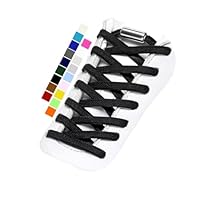 Stepace 2 Pairs Elastic Laces, Elasticated No Tie Flat Trainers Shoe Laces for Adults/Kids Black
