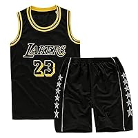 Qkydky Kinder Basketball Trikot Set - Atmungsaktiv, Leicht & Langlebig - Perfekt für Training & Spiele - Verschiedene Größen & Farben - Ideal für Jungen & Mädchen(Schwarz#23, XL)