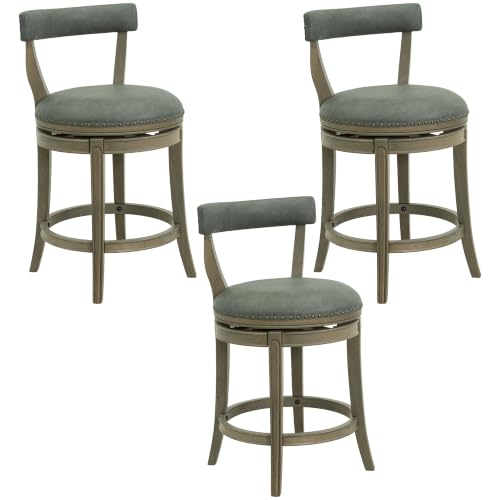 Image of ROME + OAK Ruxban 26 inch Swivel Counter Stool, Reclaimed Oak, Set of 3