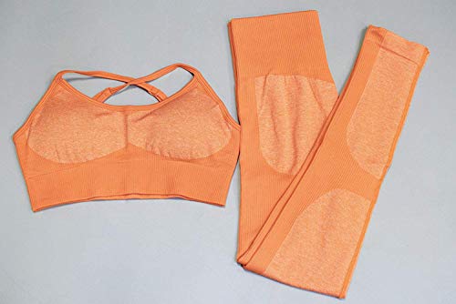 Hotexy Women\'s Workout Sets 2 Pieces Suits Color Block Yoga Leggings with Stretch Sports Bra Gym Clothes - Thumbnail 3