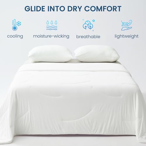 HOMTEC Cooling Comforter Set Twin/Twin XL Size, 3 Pieces Cooling Blanket for Hot Sleepers and Night Sweats, Q-Max>0.4 Cool Tech Bed Set with Pillowcases, Lightweight & Breathable (68''x90'', White) by HOMTEC - Image 6