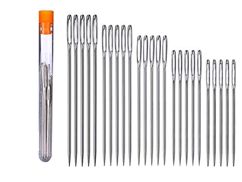 Agujas de Coser Agujas de Mano,25 Piezas Agujas de Costura de Ojo Grande Agujas de Aguja Grande 5 Tamaños Agujas de Coser a Mano para Coser Lana Tela Cuero Pellejo 4.2cm 4.6cm, 5.2cm, 5.6cm, 6cm