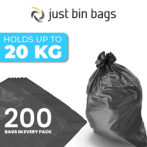 Bin Bags Black | Extra Heavy Duty Refuse Sacks | 200 Gauge Trash Bags | 50 Micron | ZIRCON | 200/Box
