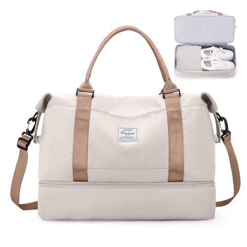 Sac de Voyage pour Femme,Cabine Avion Easyjet Bagage à Main Léger,Sac fourre-Tout de Sport Imperméable pour Week-End avec Compartiment à Chaussures pour Travel Gym...