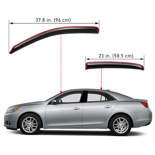 Lightronic Extra Durable Clip-on in-Channel Auto Vent Window Visor, Fits 2013-2015 Chevrolet Malibu, 2016 Malibu Limited, UV Protection Rain Guard, Original Wind Deflector, Dark Smoke, 4-Pcs by Lightronic - Image 2