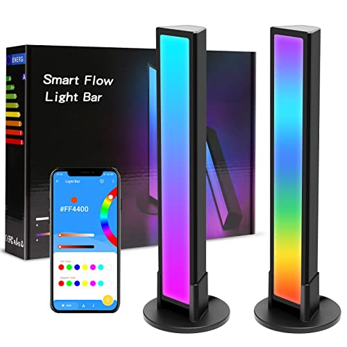 【Controllo app intelligente】 Le barre luminose intelligenti possono cambiare gli effetti di luce di una varietà di modalità scena tramite l'APP, eseguire regolarmente il piano di illuminazione giornaliero, i colori fai-da-te e la sincronizzazione della musica, consentendoti di gestire facilmente la barra luminosa.