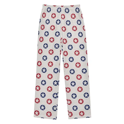 ZZXXB Blue and Red Stars Boys Long Pants Soft Trousers Elastic Waist Kids Lounge Bottoms with Pockets S-XL