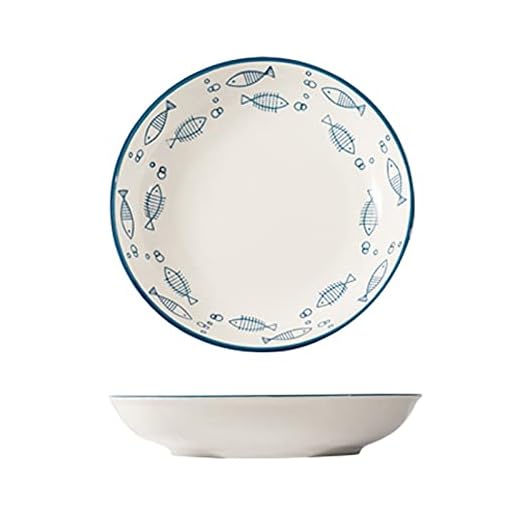 Stora nordiska stil middag plattor runda sidoplattor för biff/sushi/bröd/sallad/huvudrätt, mikrovågsugn och diskmaskin säker (Size : 24.3CM)