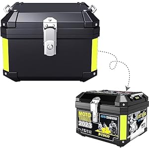 Evports 45L/57L Motorcycle Top Box, Universal Motorcycle Tailgate Storage Box Lockable Helmet, Motorcycle Top Box Black/Silver 2 41+c295v9gl. sl500 . ss300