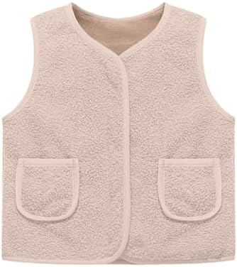 Toddler Girls Boys Fleece Vest Lightweight Sleeveless Zipper Solid Jacket with Pocket Fall Winter Warm Outerwear Coat