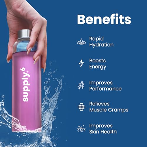 Supply6 Salts | Electrolyte Mix | Zero Added Sugar | Sodium, Potassium, Magnesium, Zinc & Fiber | Keto Friendly, Vegan Friendly, No Preservatives (18 Servings, Blue Raspberry)