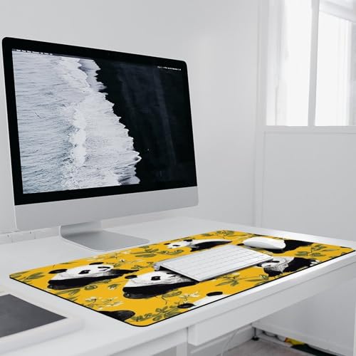 Tapis de souris de jeu panda jaune xxl pour travailler et jouer