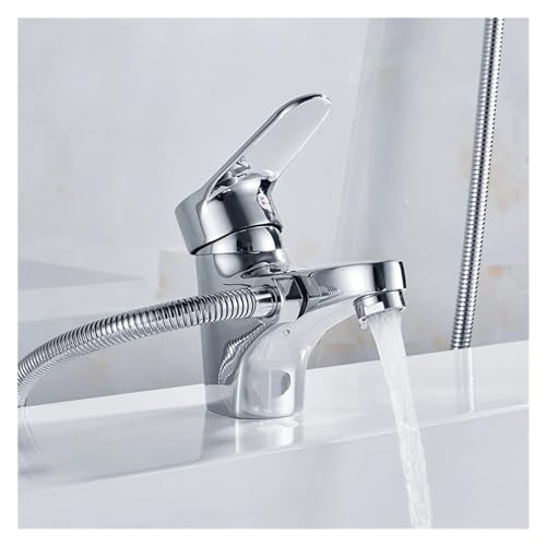 Grifo de lavabo monomando de latón con ducha para mesa de baño 5